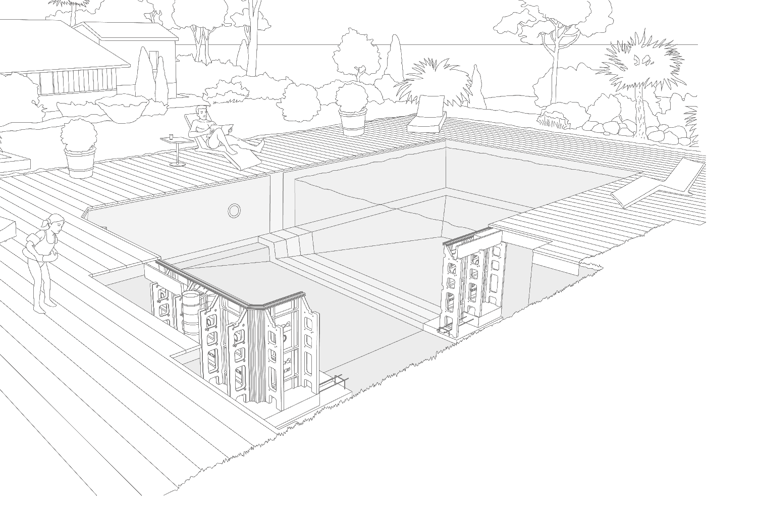 Illustration structure piscine ambiances - pisciniste Périgueux